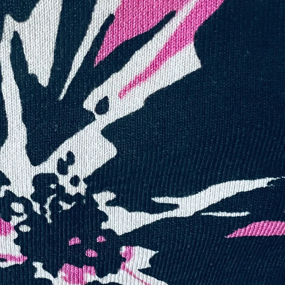 AK ANNE KLEIN Womens Cardigan Sweater M Silk blend Long Sleeve Floral Black Pink